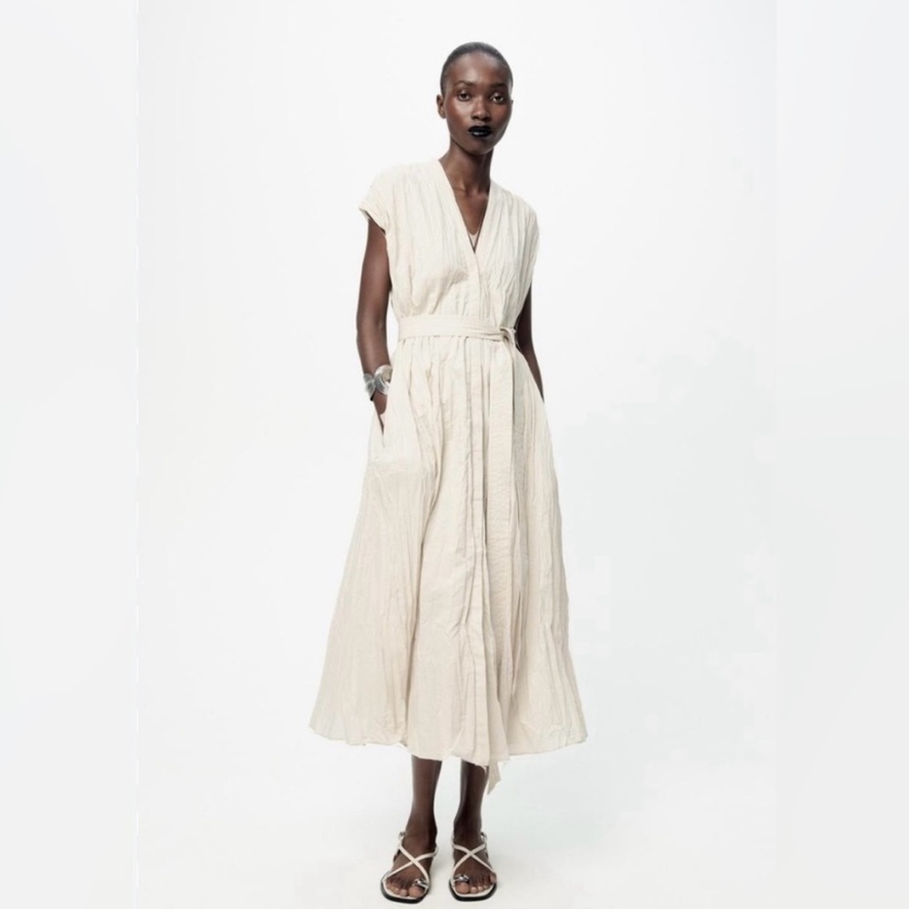 Zara ZW collection belted wrinkled dress. New without tag. - Picture 3 of 6